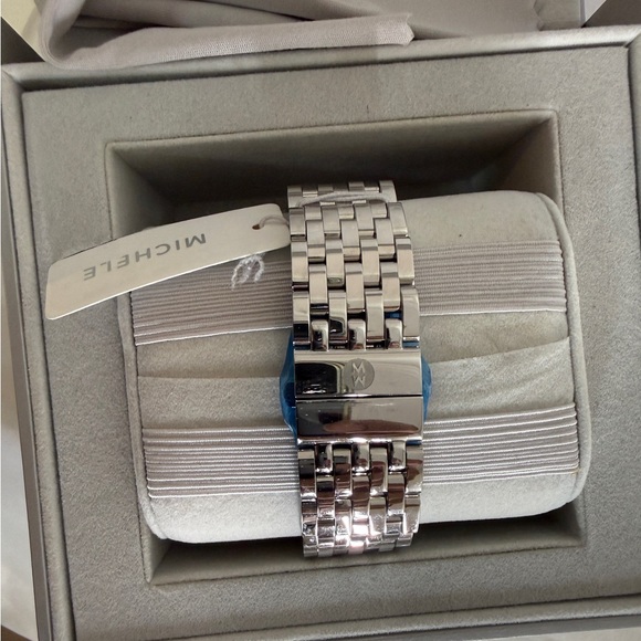 Michele Steel CSX 36 Chronograph Watch with Diamond white mother of pearl